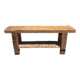 Ancien établi de menuisier restauré – Console / table d'appoint en bois mas
