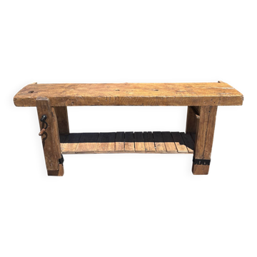 Restored old carpenter's workbench – Console / side table in solid wood