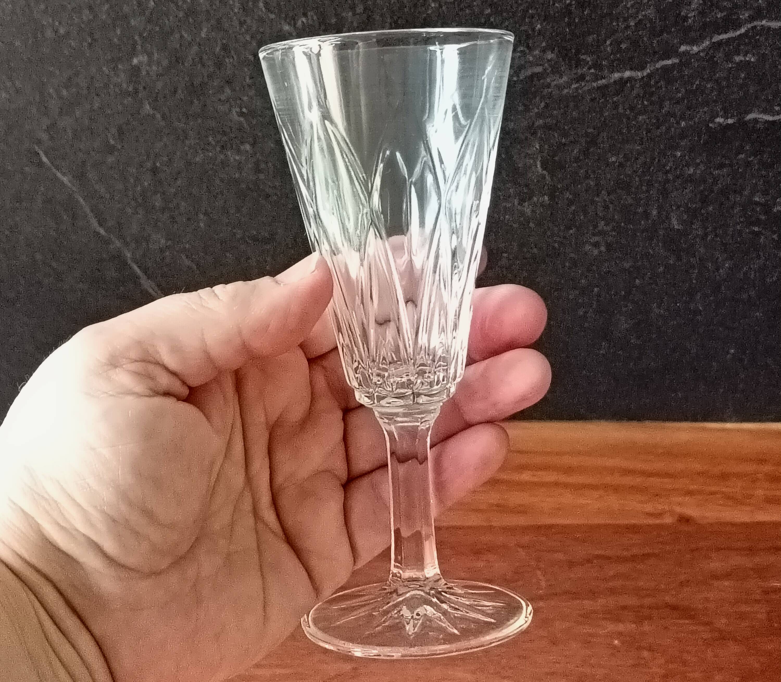 6 FLUTES champagne transparent glass vintage VMC Reims France