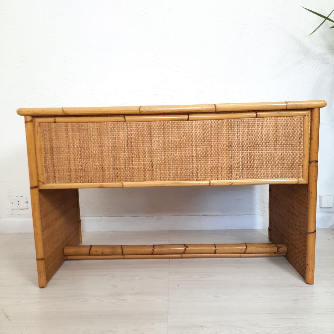 Pair of wicker and bamboo desks, Dal Vera, vintage