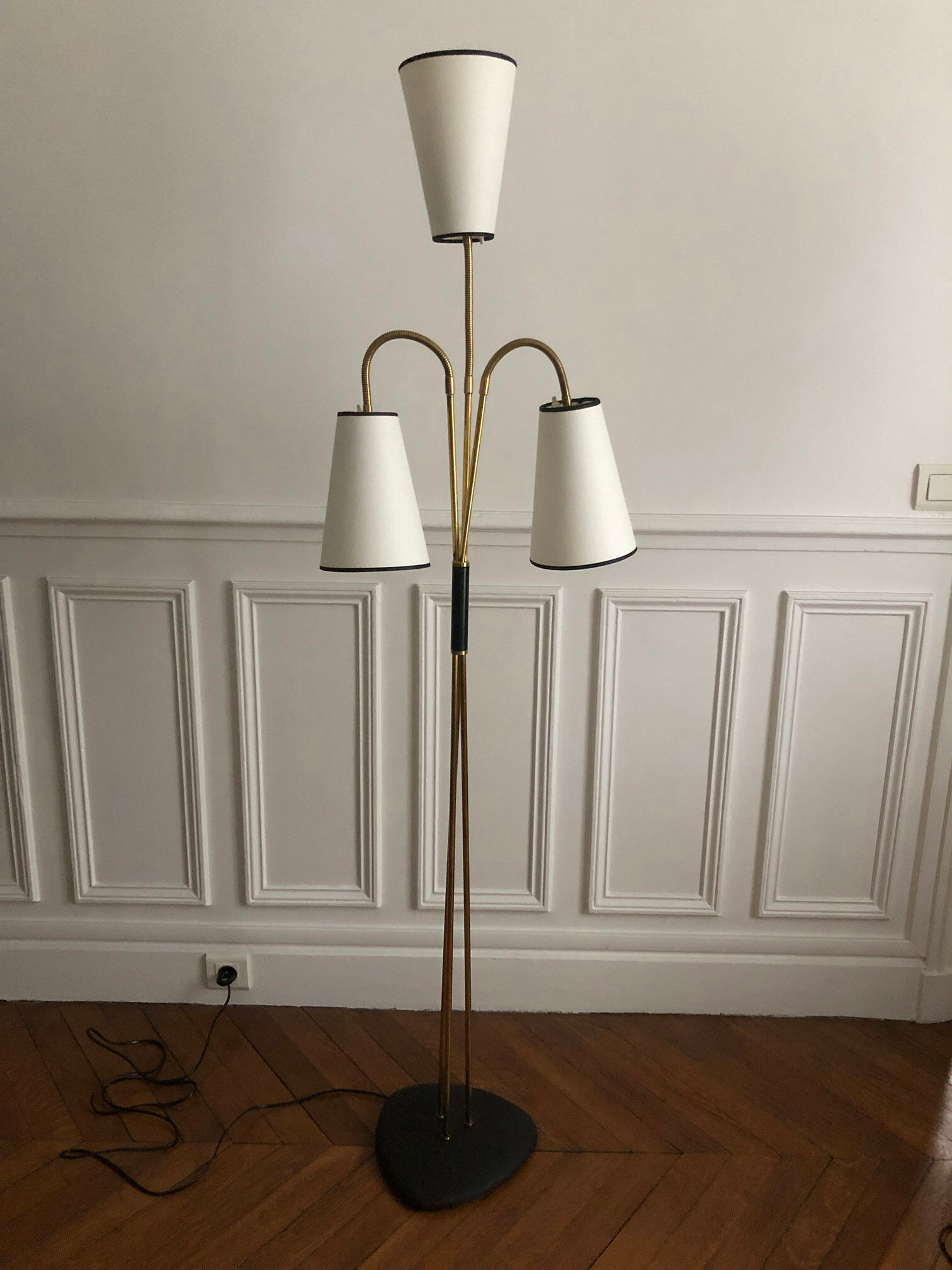 Floor lamp 3 articulated lights 1960