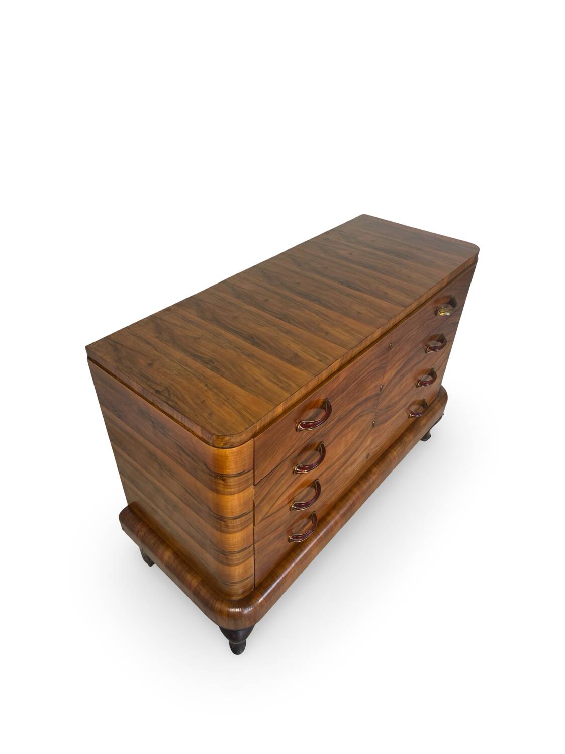 Commode italienne Art déco en ronce de noyer, années 1930
