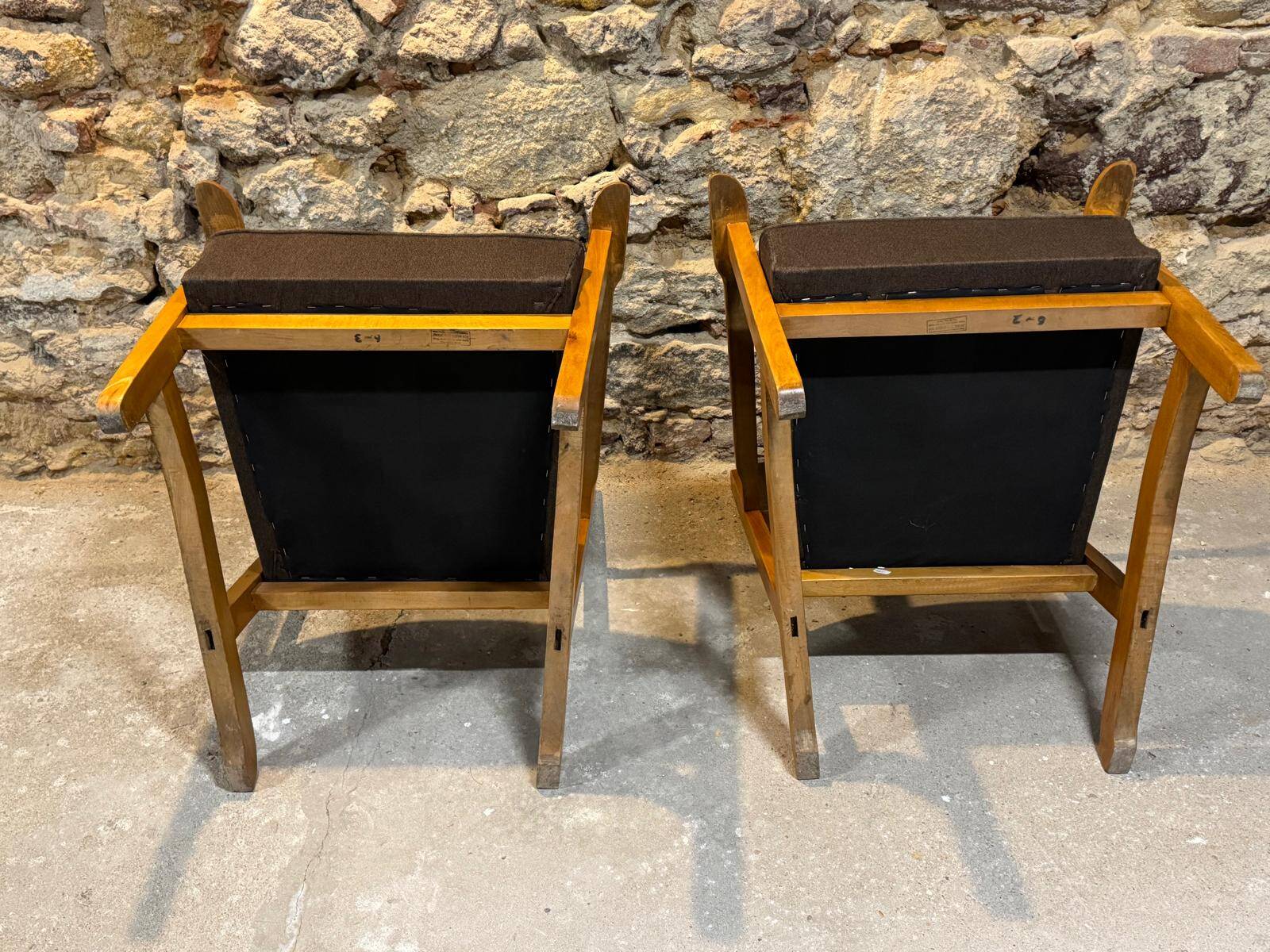 Pair of restored retro armchairs in the style of Krásná Jizba, 1960s
