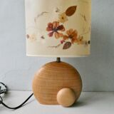 Wooden lamp with its herbarium lampshade from the 70s