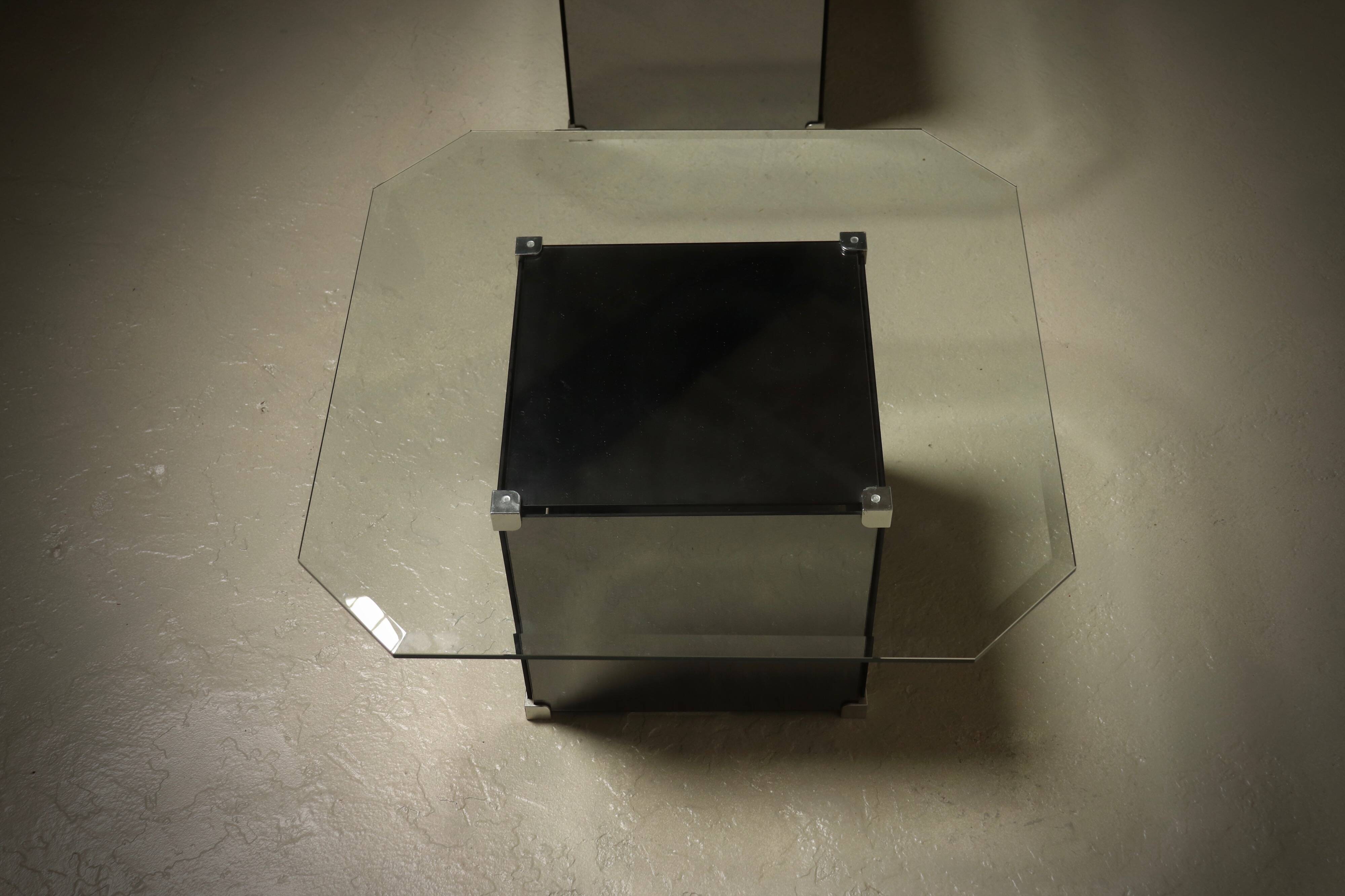 Pair of Mirrored Glass Coffee Tables 1980s