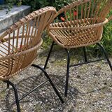 Pair of rattan patio armchairs