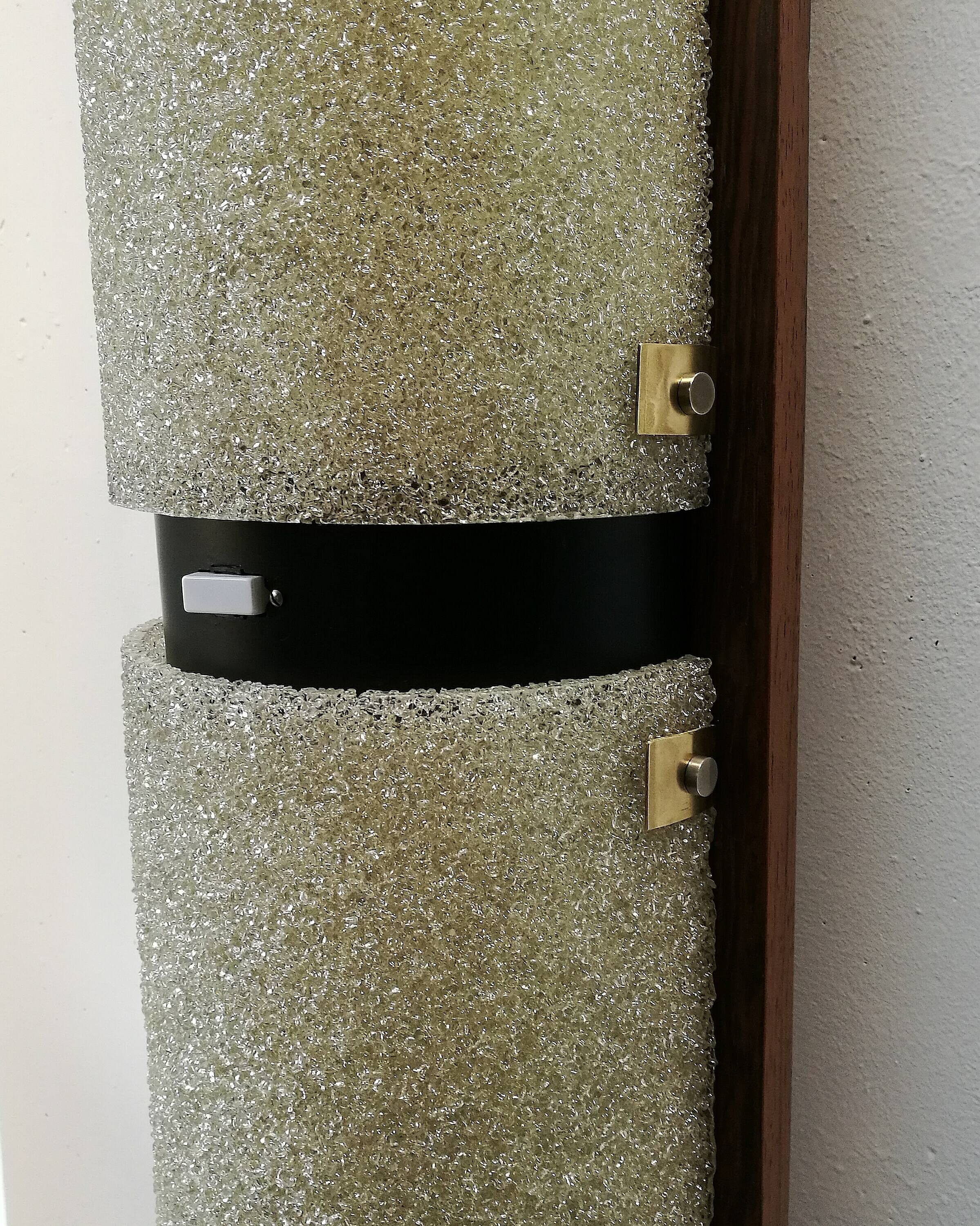 Floor lamp 60s rosewood and granite resin totem