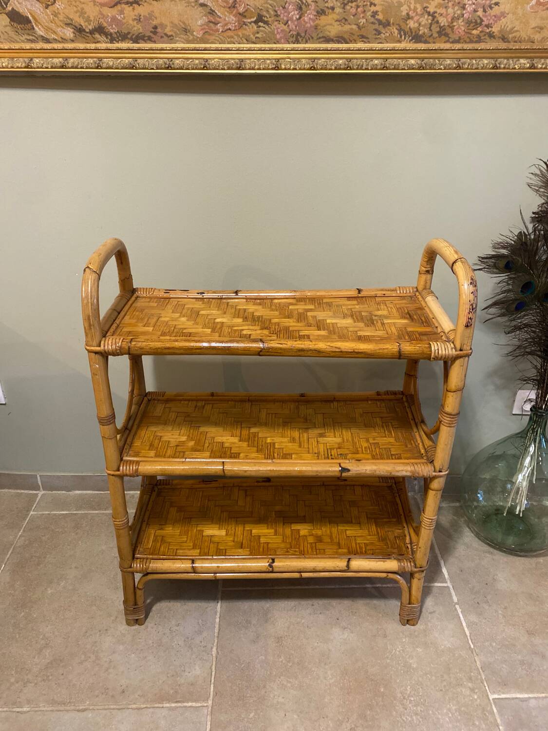 Vintage rattan shelf