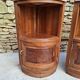 Corner bedside tables, in walnut