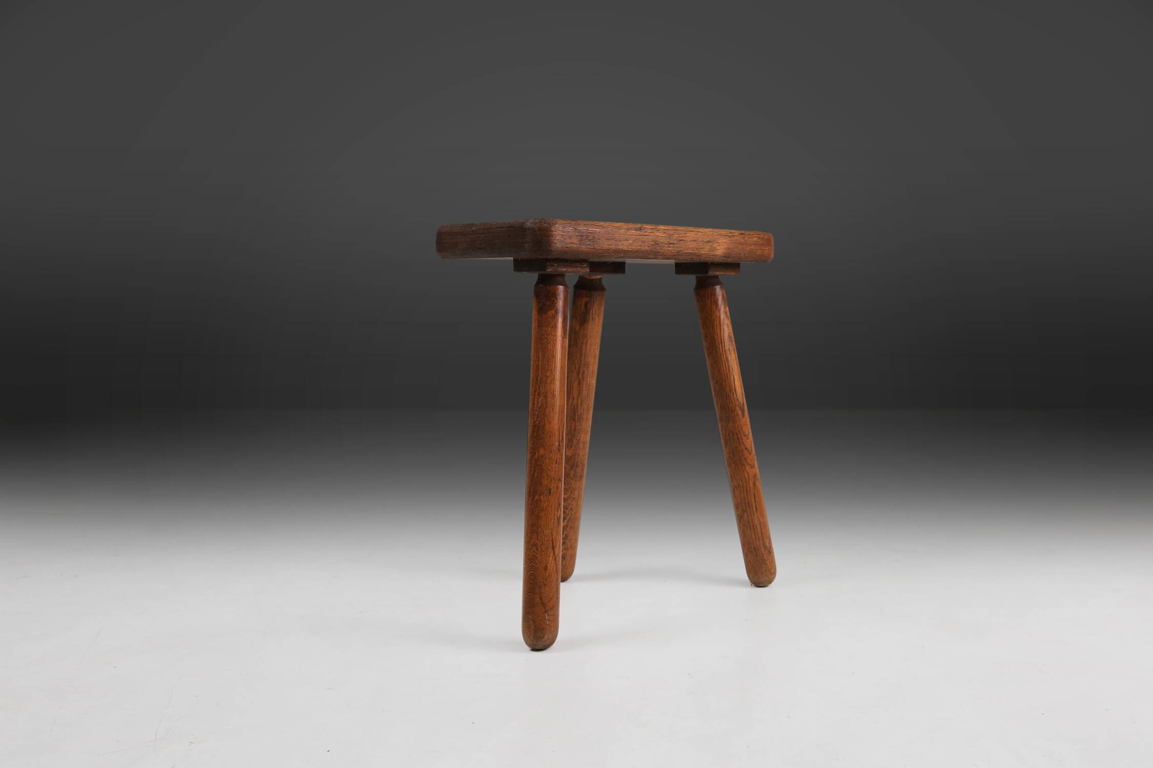 Rustic French wooden stool 1940