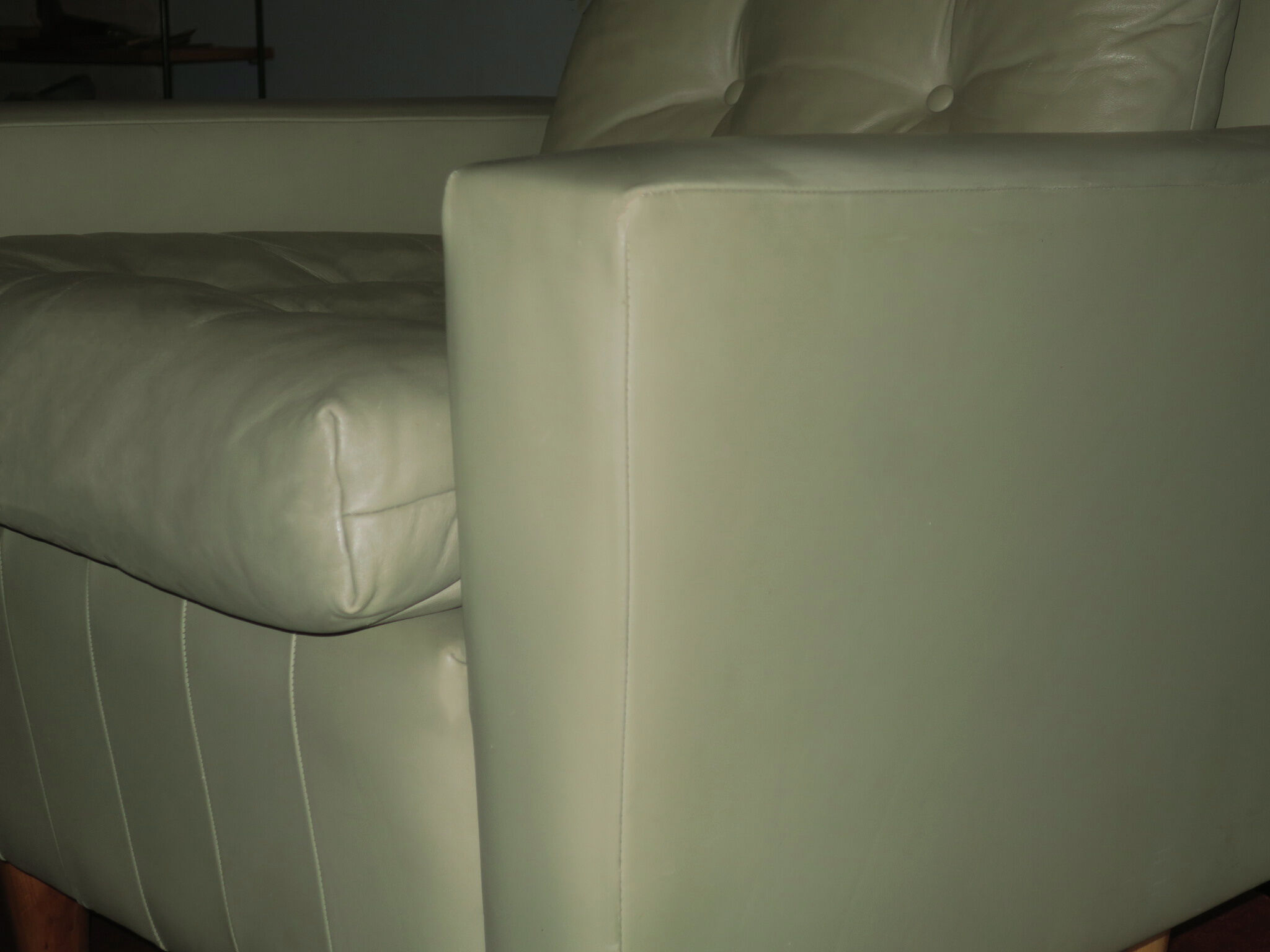 Mid century pistachio-coloured leather lounge chair 1950-60