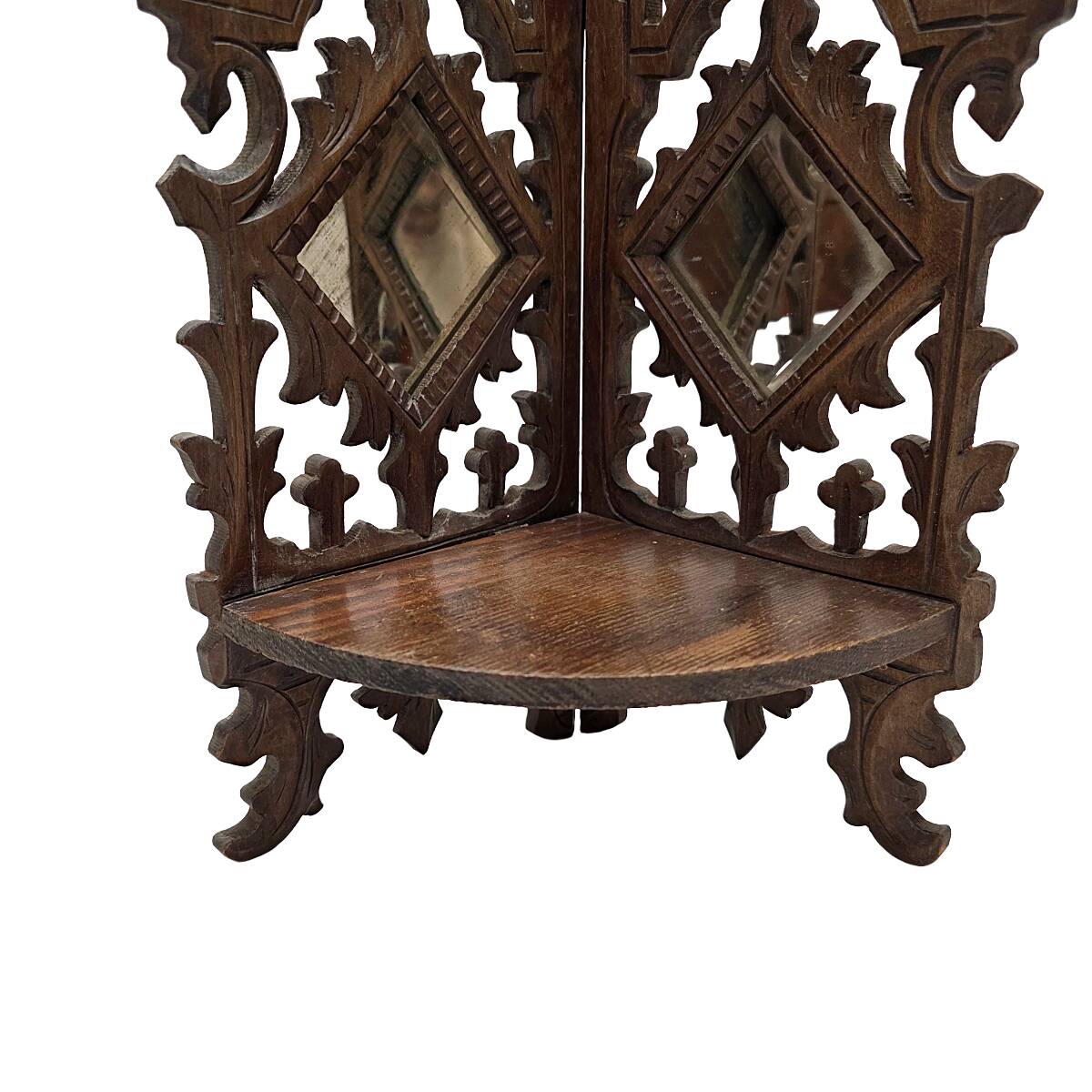 Console d'angle murale antique de style gothique français, fin des années 1800