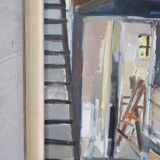 Eric Julius Svensson, Composition moderne suédoise, années 1970, huile sur toile, encadré