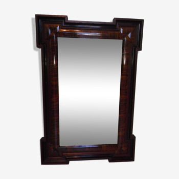 Old bevelled mirror with marquetry - 81 cm x 54.5 cm - Art Deco - 1930s