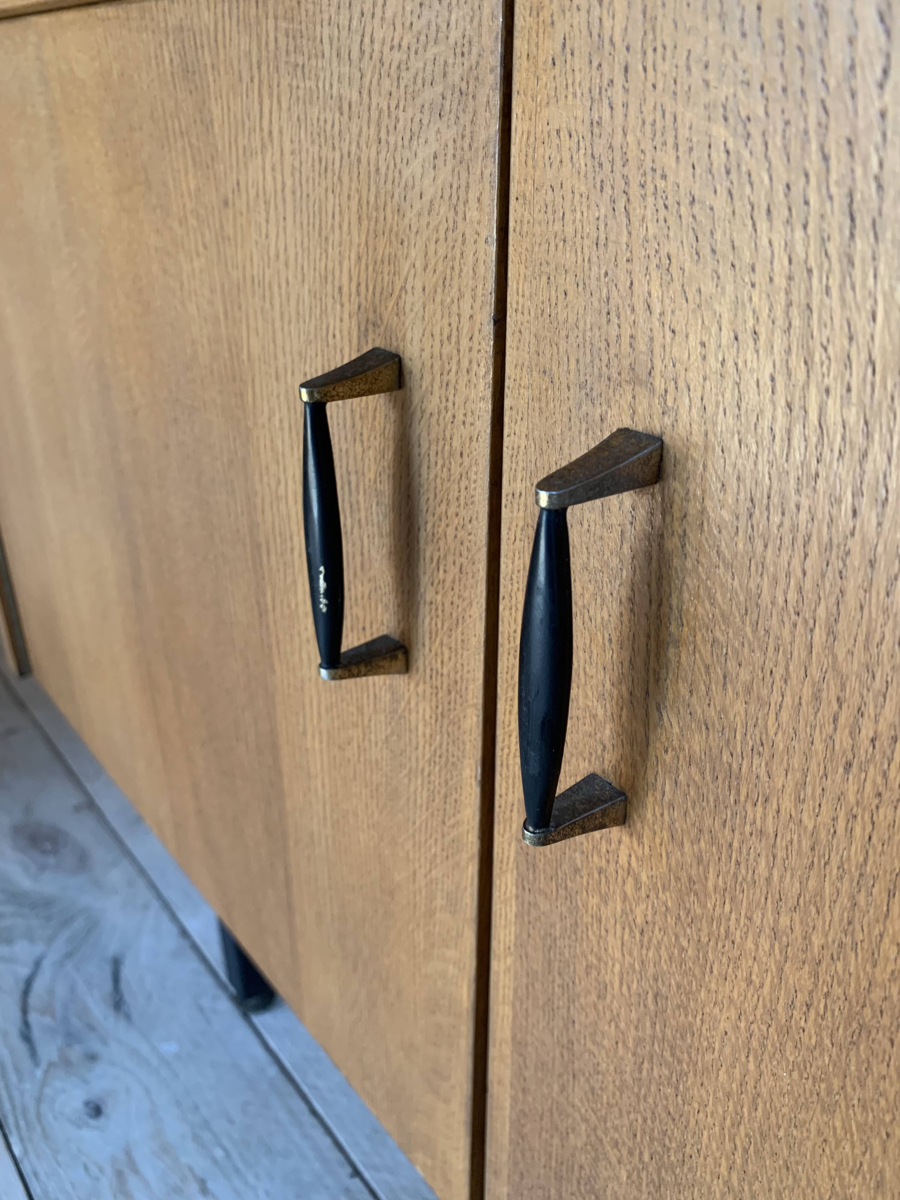 Vintage modernist oak display bookcase