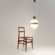 White glass and chrome metal chandelier, 1960s