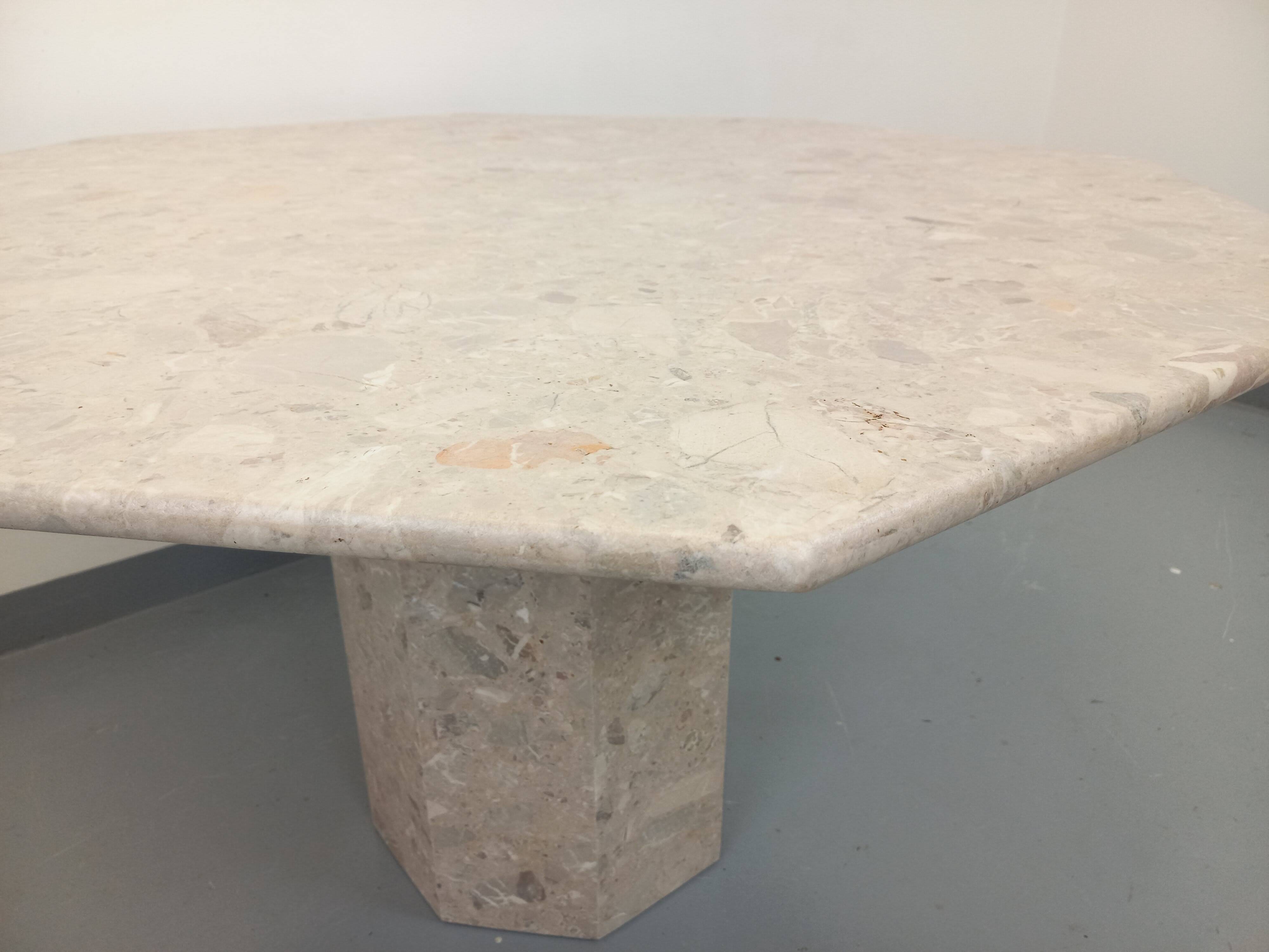 Vintage 70s 80s Octagonal Marble Dining Table