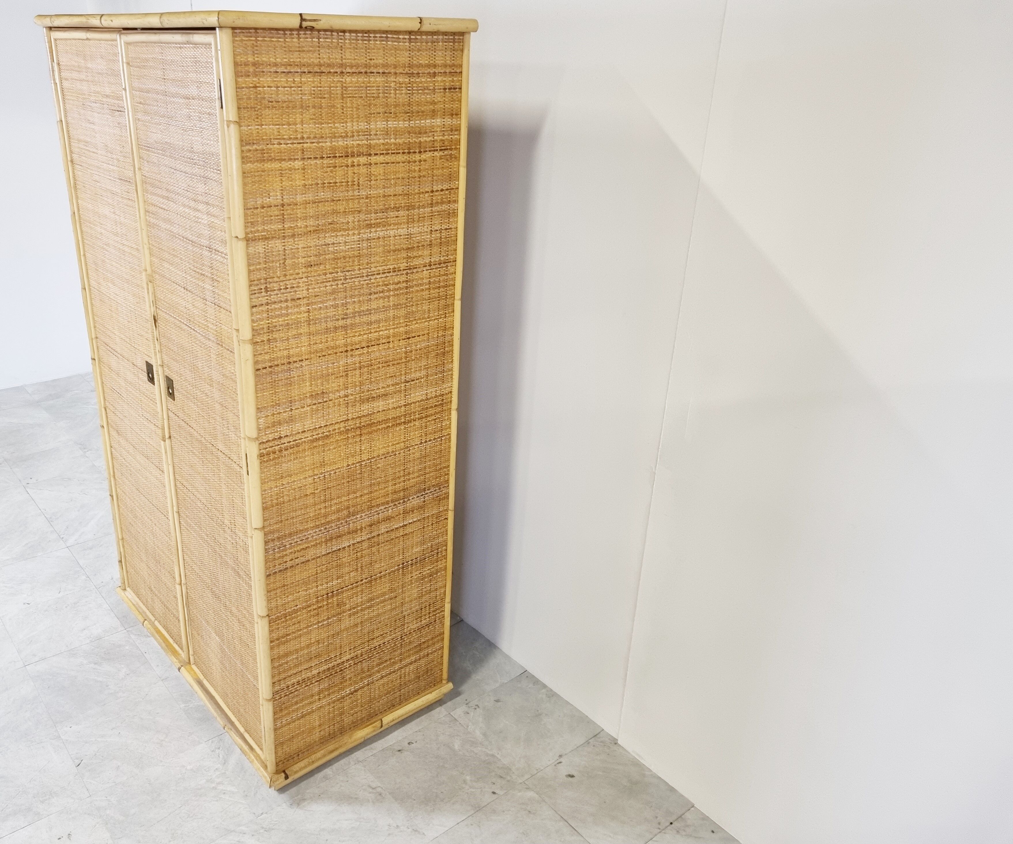 Rattan and bamboo wardrobe by Dal Vera, 1960s