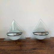 Pair of Illo wall lamps for Lamperti, 1980s, made in Italy