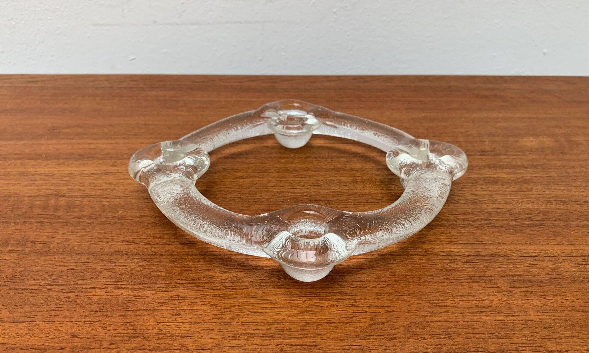 Swedish glass candle holder ring from Pukeberg, 1970s