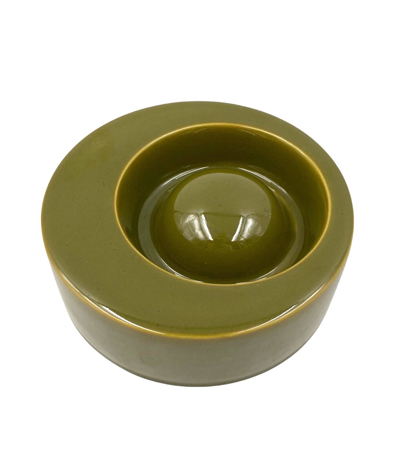 Mid-century green ceramic ashtray, Sicart Italy 1969