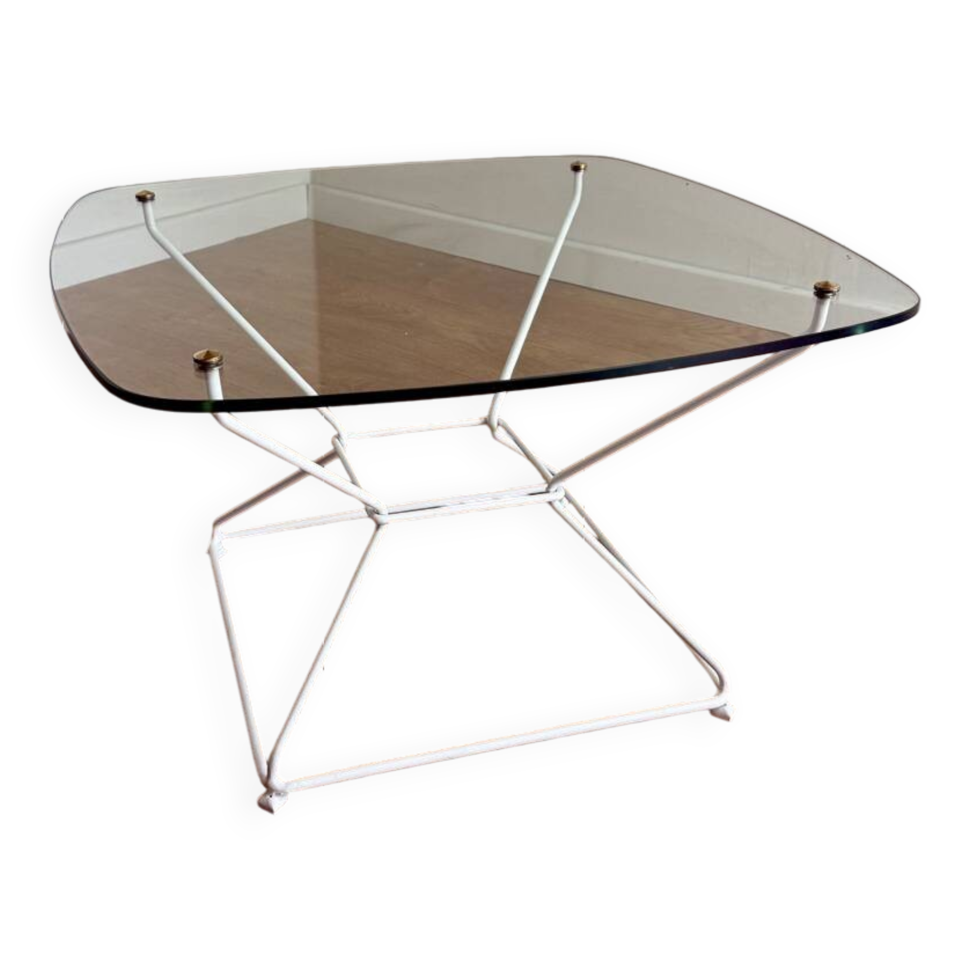 Glass coffee table with steel base