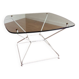 Glass coffee table with steel legs