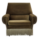 1970s, Danish armchair, green furniture velour, ash wood legs.