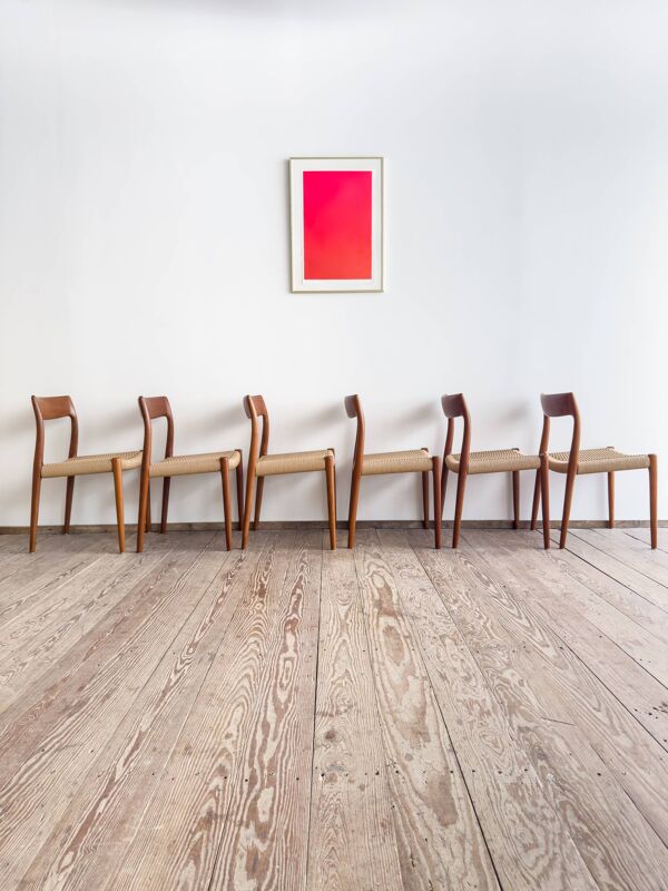 Chaises danoises en teck Mid-Century par Niels O. Møller # 77, set de 6