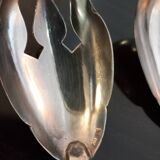 Pair of salad servers. silver plated. art deco