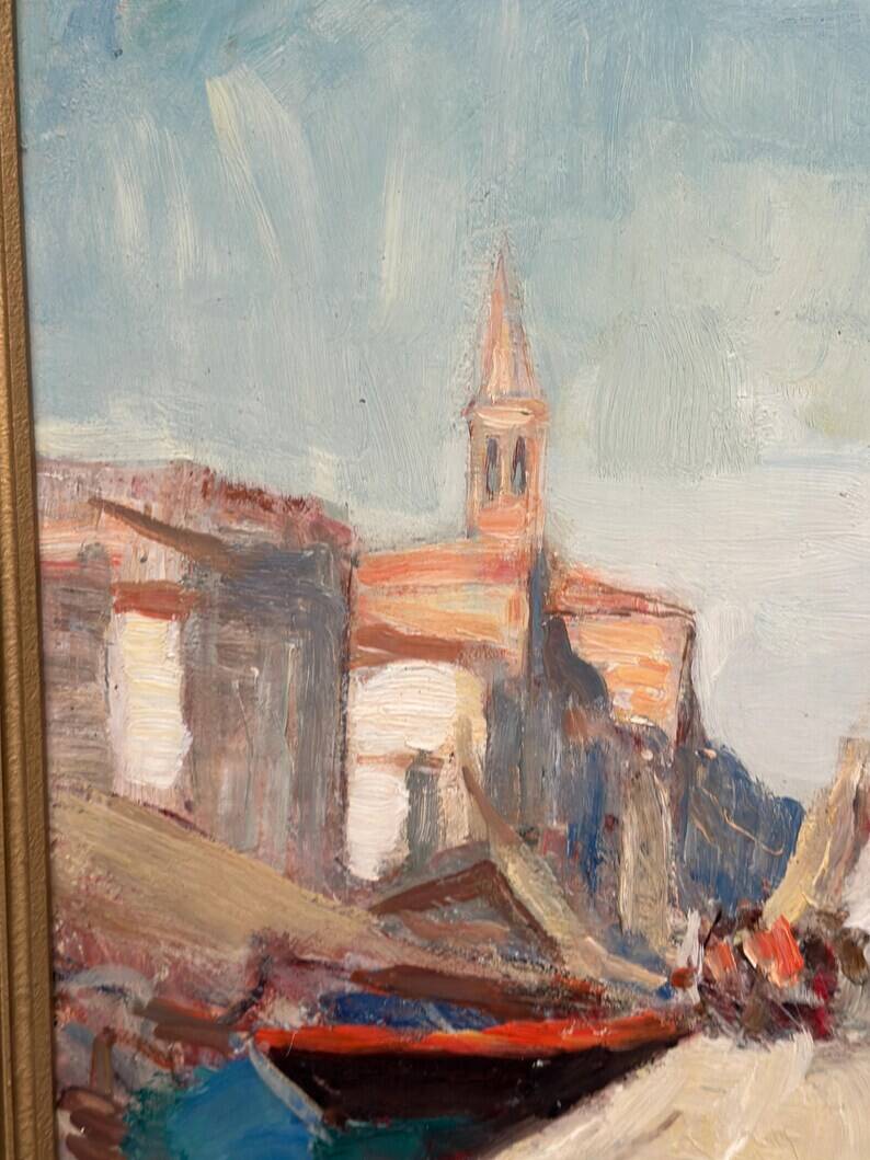 Swedish Oil on  panel - "Venice II" by Knut Norman - Vintage- 51 × 43 cm