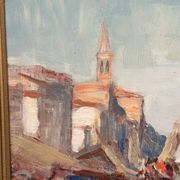 Swedish Oil on  panel - "Venice II" by Knut Norman - Vintage- 51 × 43 cm
