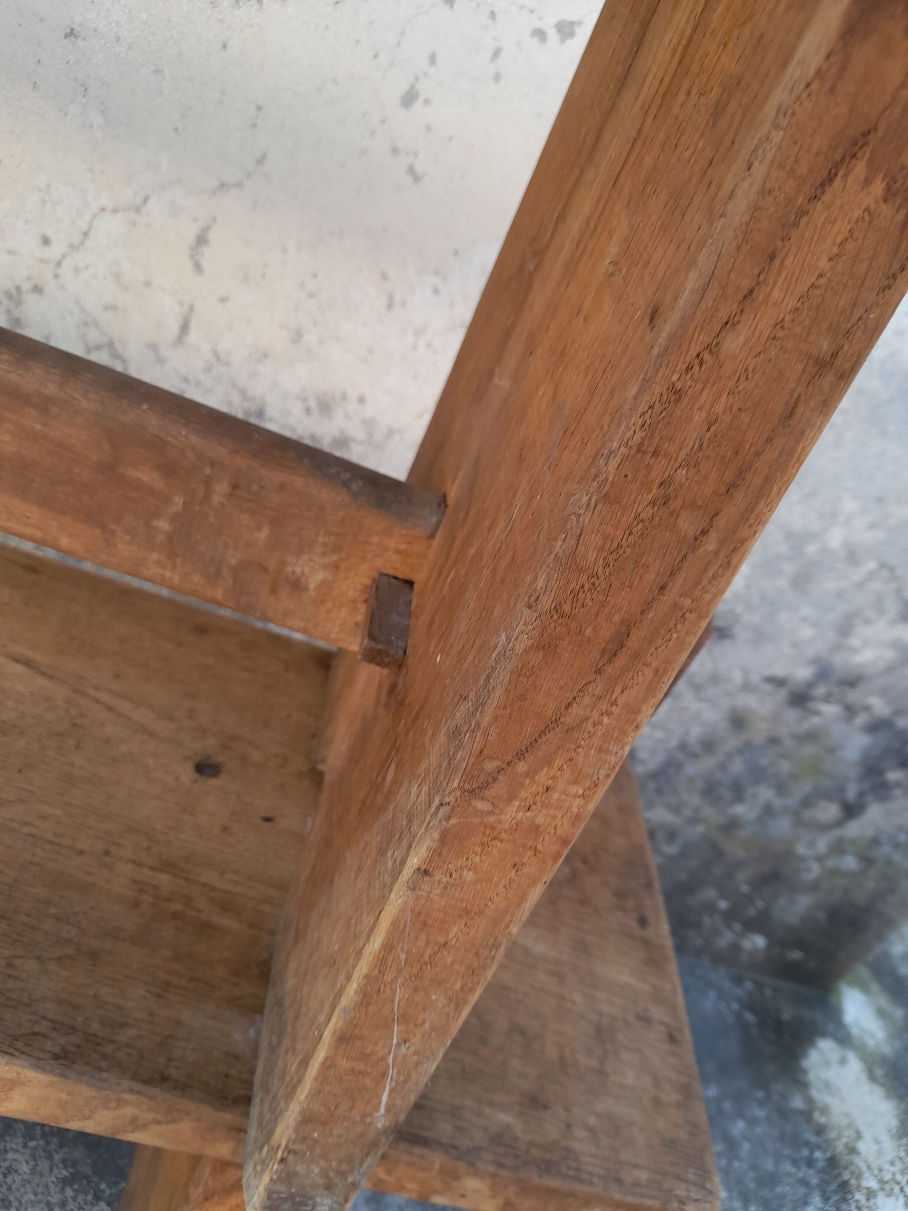Pair of oak old farm benches 2m71