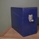 Blue painted wooden plug box