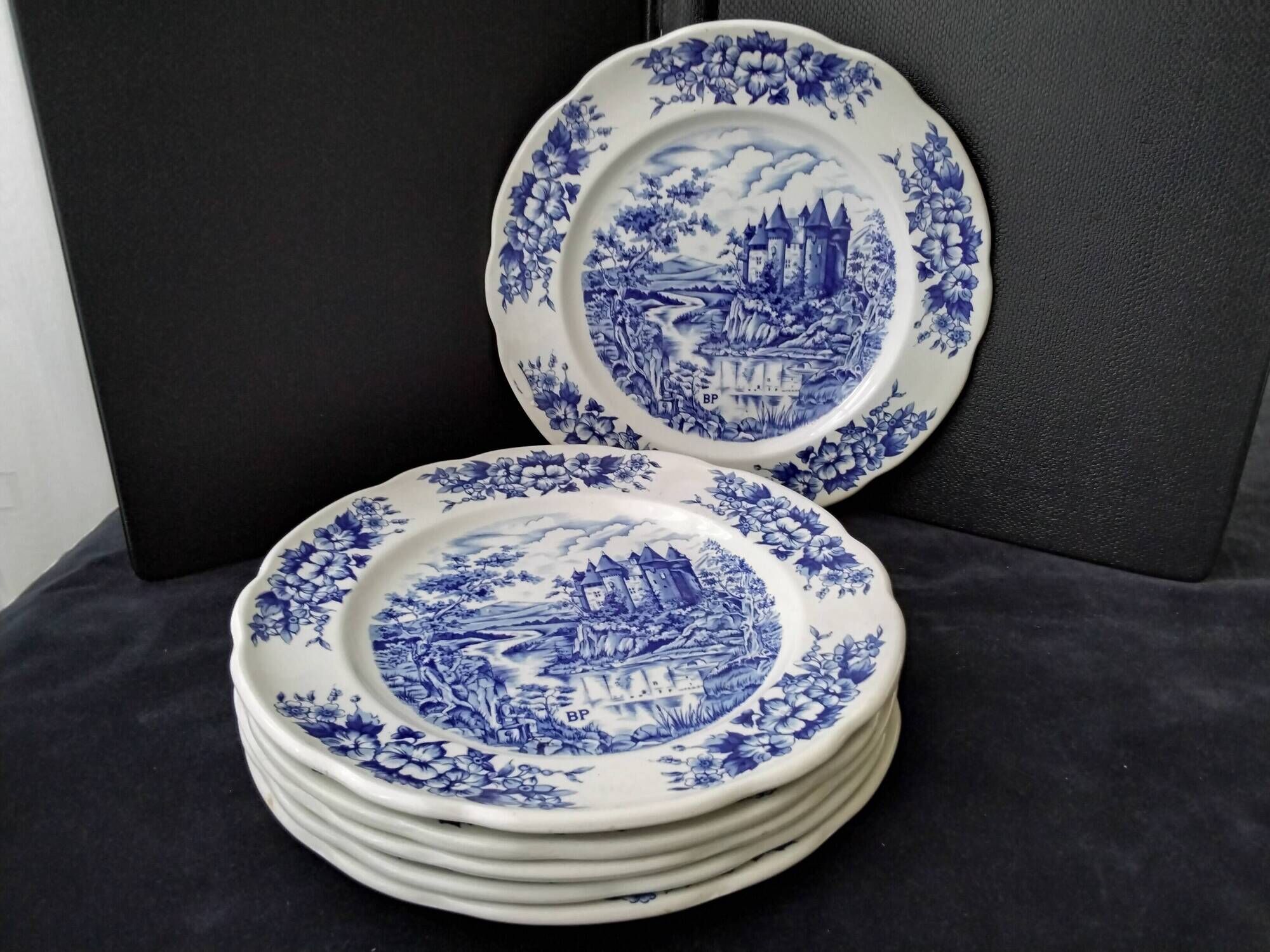 6 Pyroblan porcelain dinner plates BP Advertising