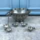 French pewter punch bowl set with 10 cups and ladle – grapevine Etain