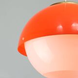 Suspension italienne Space Age en plexiglas orange et laiton, années 1970