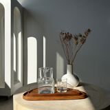Trio of rounded triangular shaped trays or cups in monoxyl teak