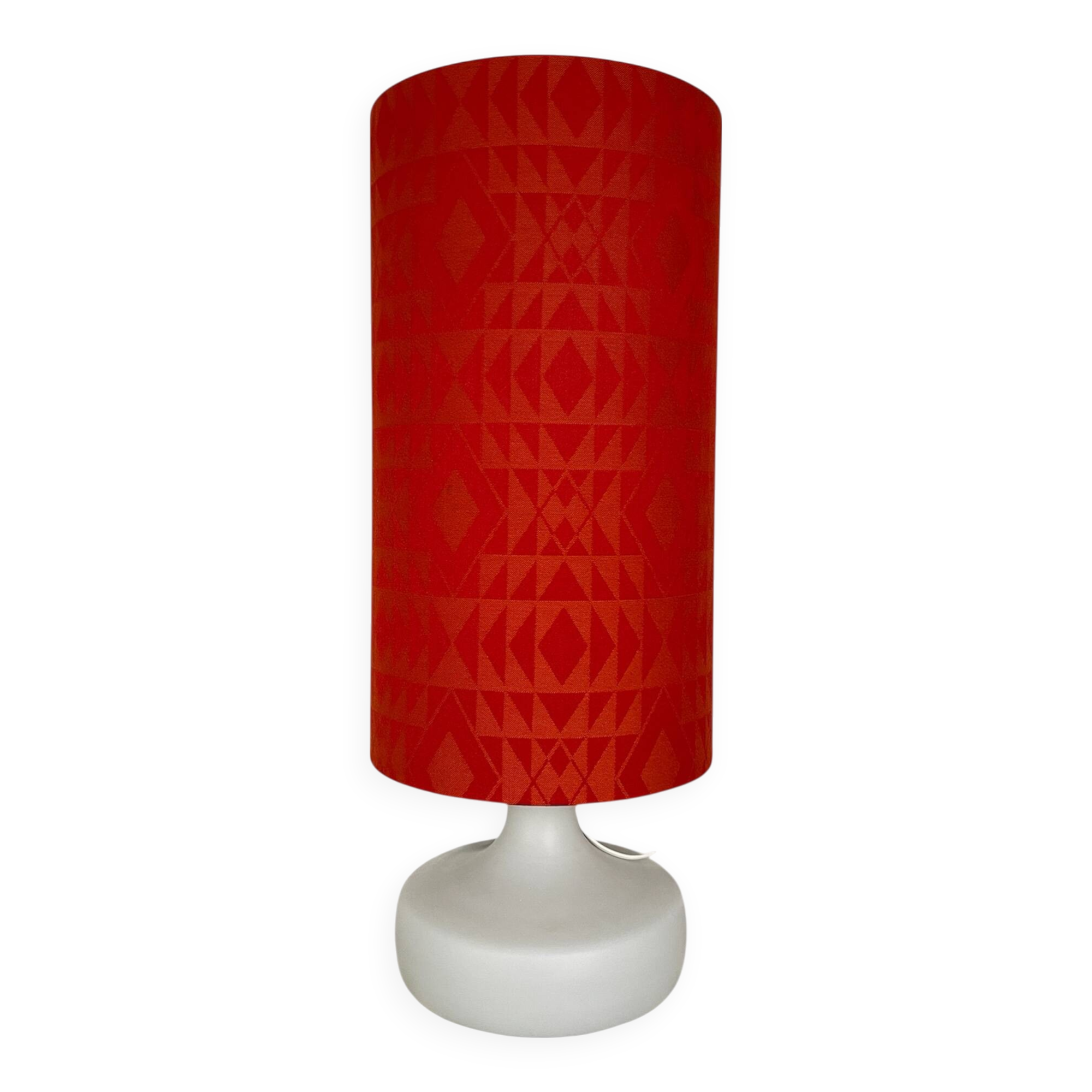 Lampe à poser Eldorado - opaline blanche et tissu vintage