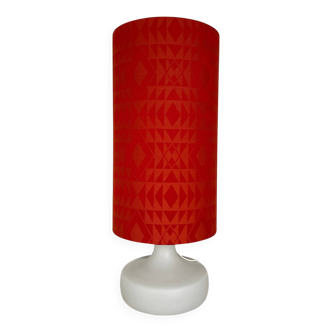 Eldorado table lamp - white opaline and vintage fabric