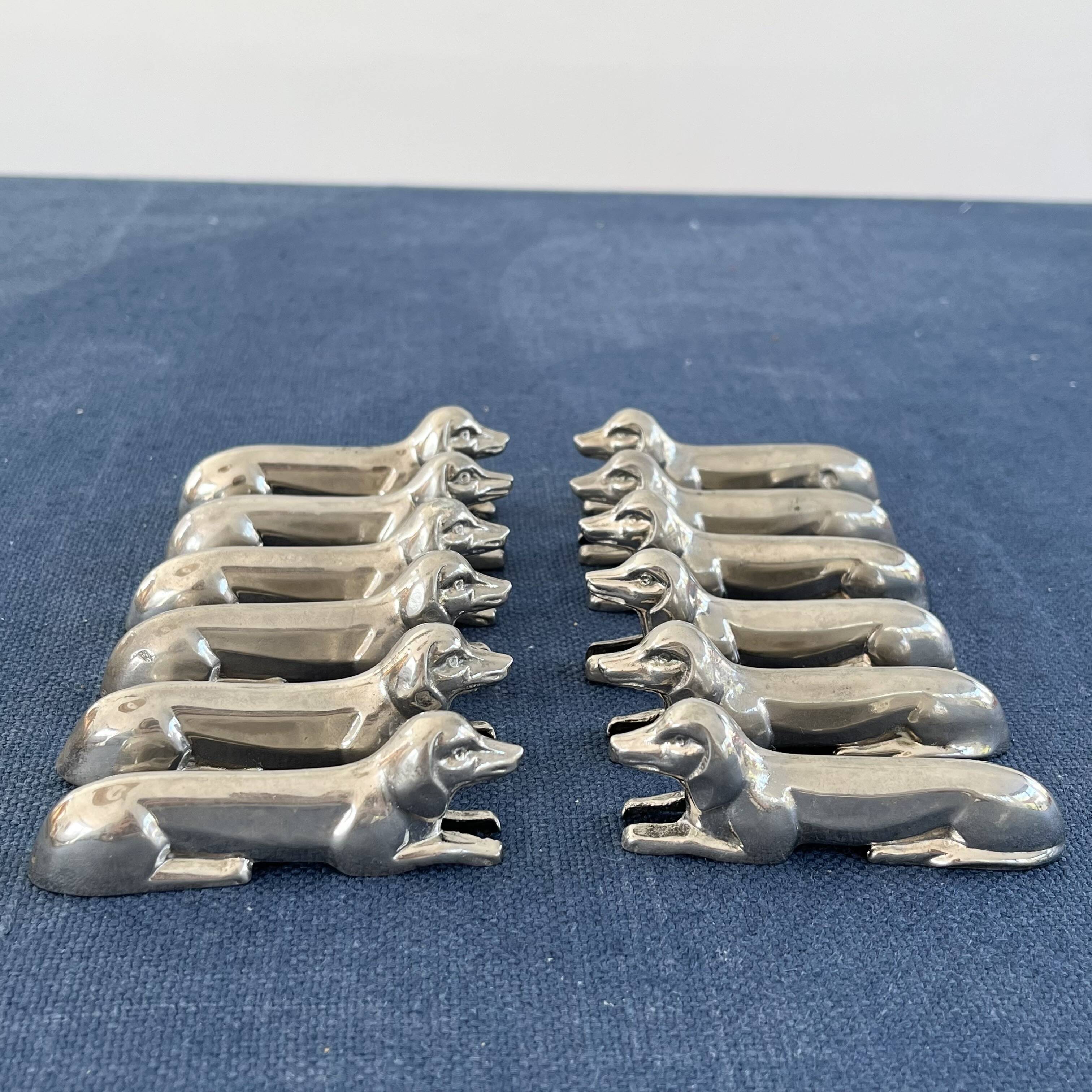 12 metal dachshund knife rests