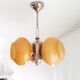 Vintage mid century modern 3-light orange glass chandelier