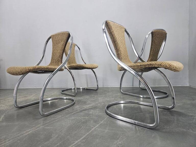 Set of Four Midcentury Dining Chairs, Gastone Rinaldi, Italy, 1970s