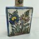 Persian bottle, antique vase with polychrome flower decoration, Kagjar style, antique ceramic