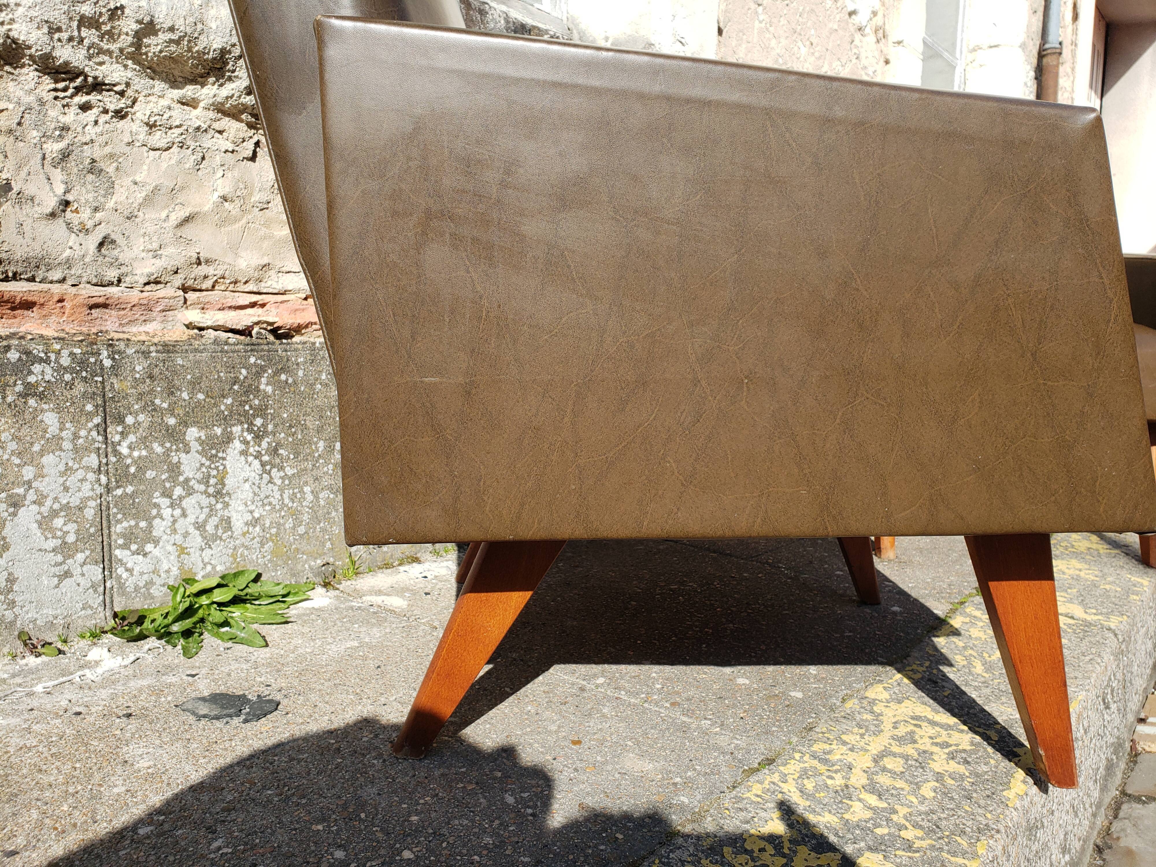 Vintage Scandinavian olive green armchairs
