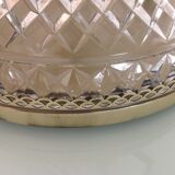 Round ceiling lamp in structured glass art deco style 30s-40s