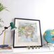 Vintage map Asia China USSR India Japan 43x43cm from 1950