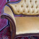 Louis XV style bench upholstered yellow velvet