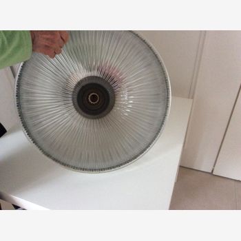 Industrial glass and metal pendant light