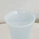 Opaline glass vase with white and blue opaline glass and orange flower pattern, vintage 60s